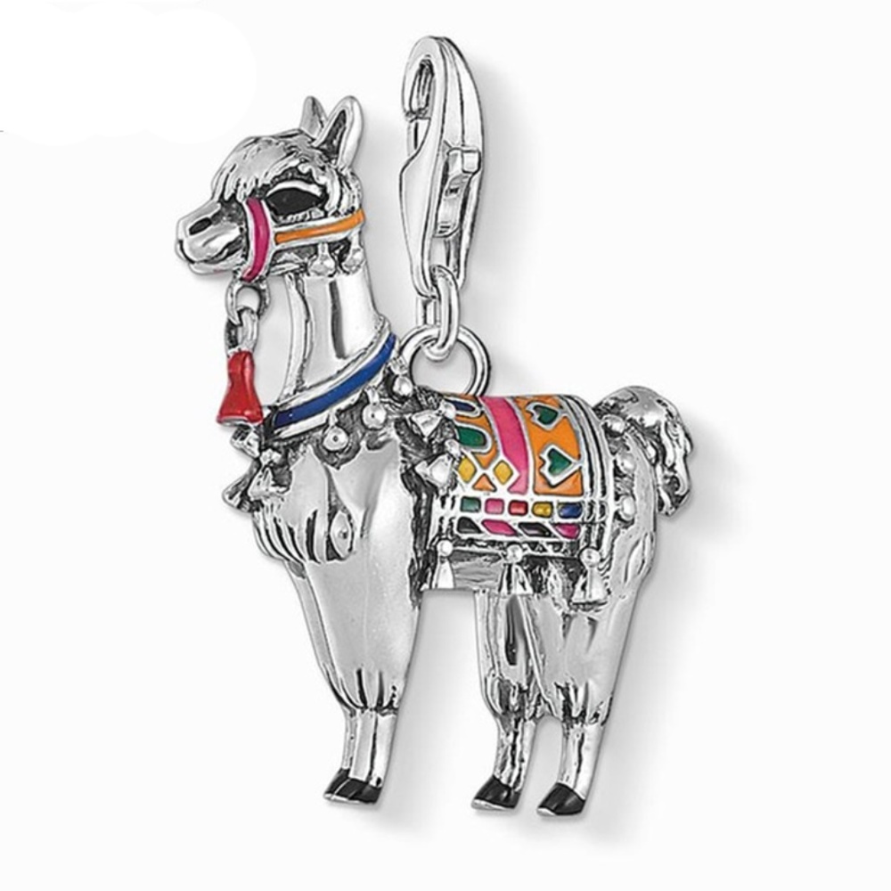 Colorful 925 Silver Plated Llama Charm Pendant